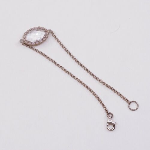 6.5”, Vermeil Gold Over Sterling Silver Bracelet, 925 Circle Chain W/ Cz