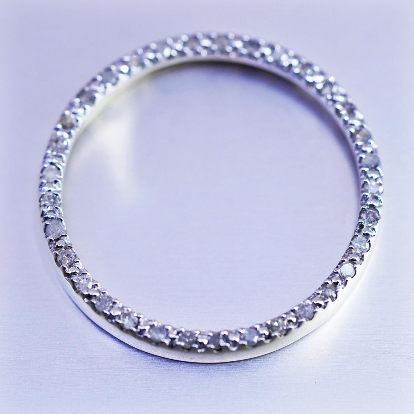 antique vermeil gold over sterling 925 silver circle pendant with diamond