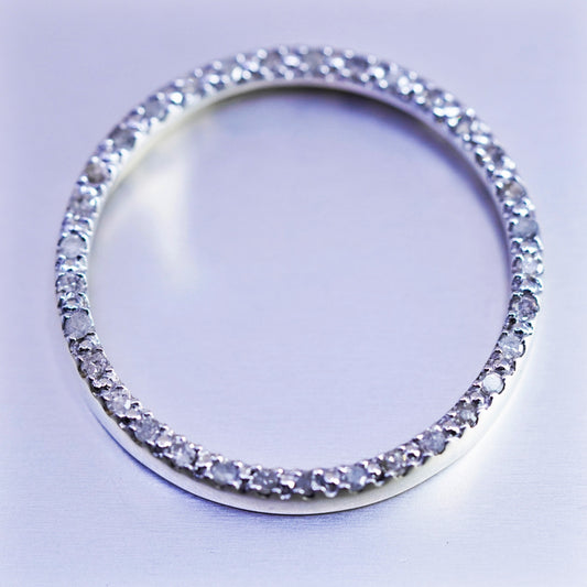 antique vermeil gold over sterling 925 silver circle pendant with diamond