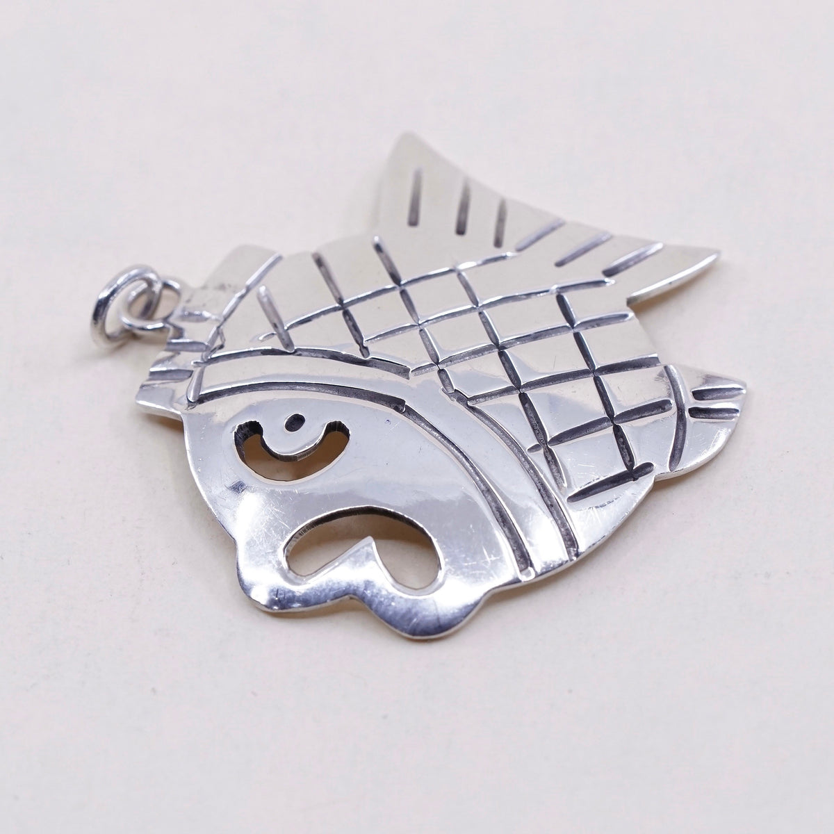 Vintage sterling silver handmade pendant, 925 fish charm