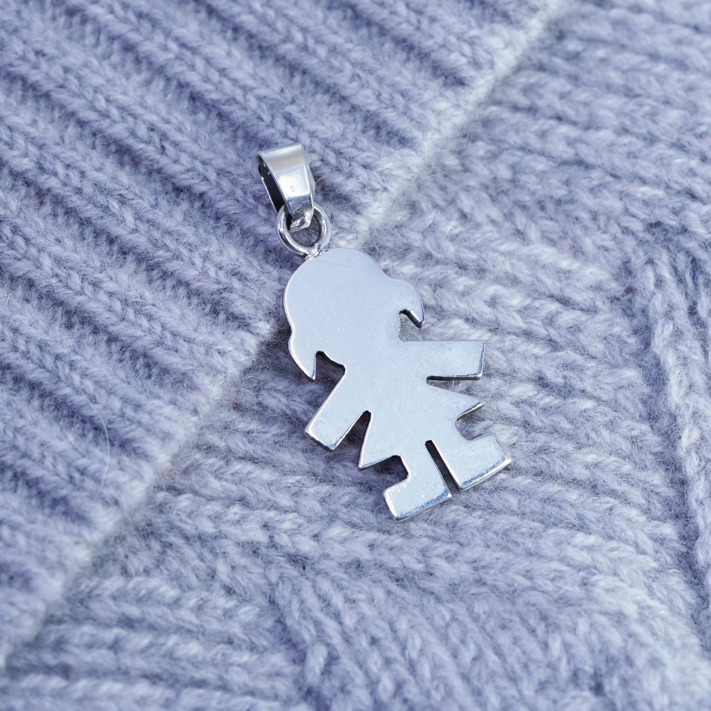 Vintage sterling 925 silver handmade girl figures pendant charm