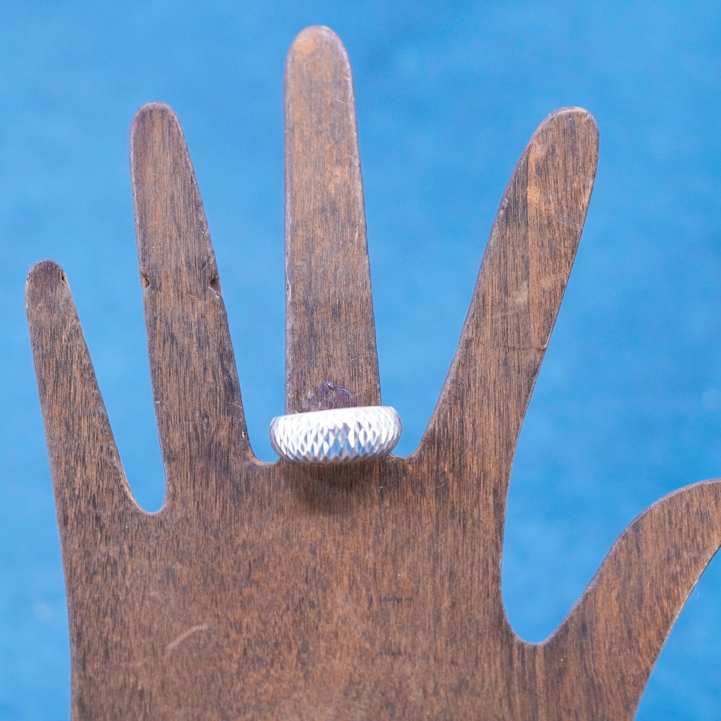 Size 8, vintage Sterling silver handmade ring, southwestern 925 textured band