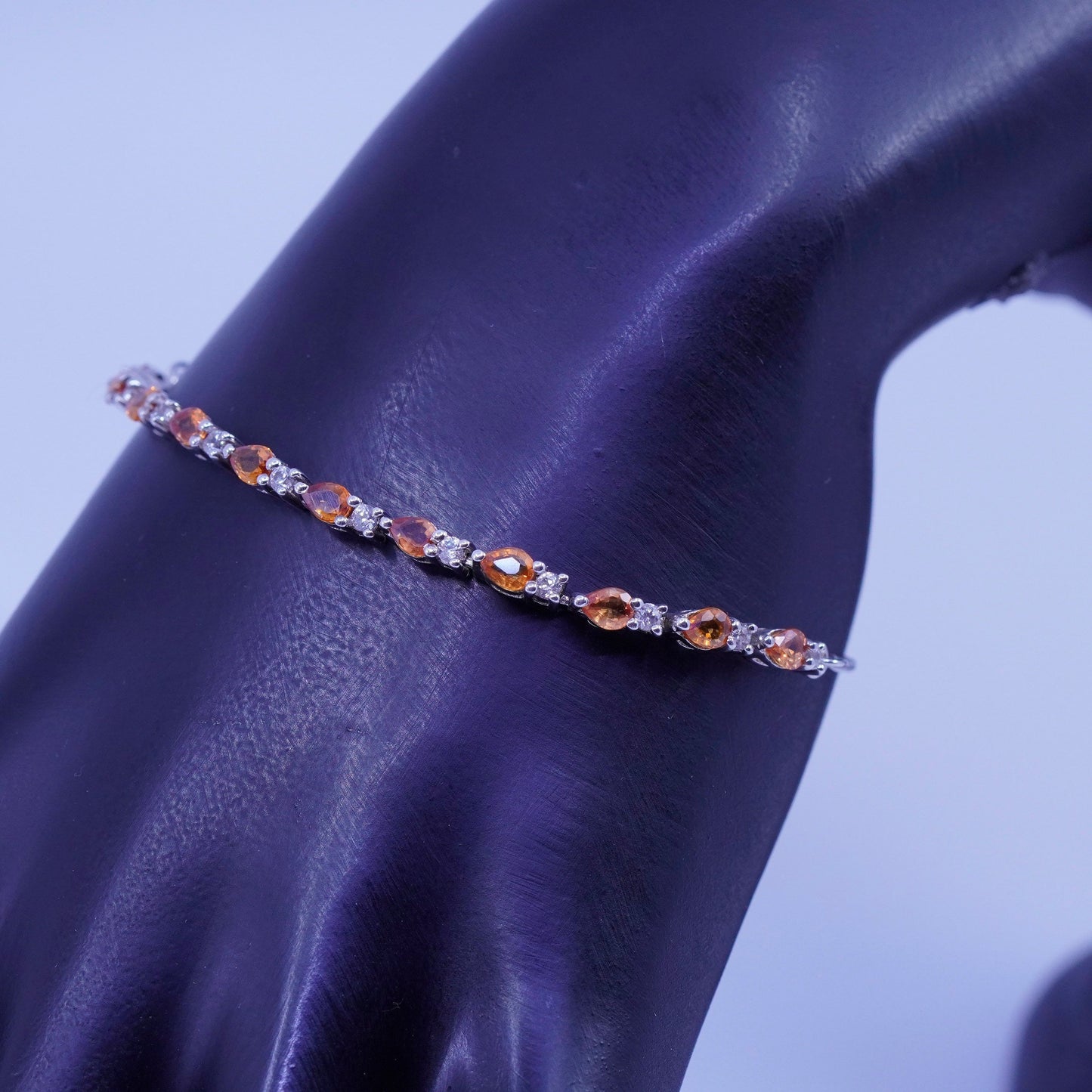 Size adjustable. Jewelry Sterling 925 silver bracelet, box chain with crystal