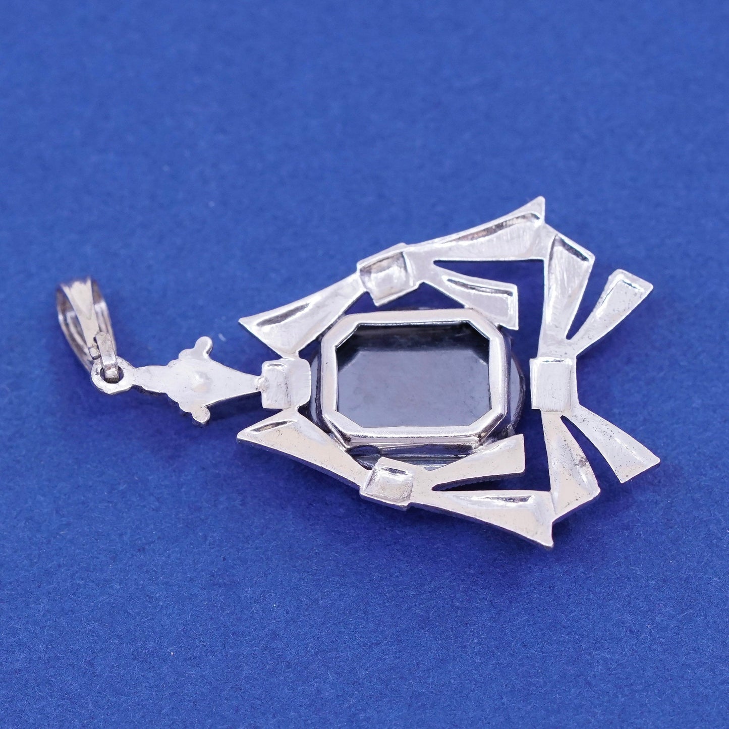 Vintage Sterling 925 silver handmade pendant with hematite