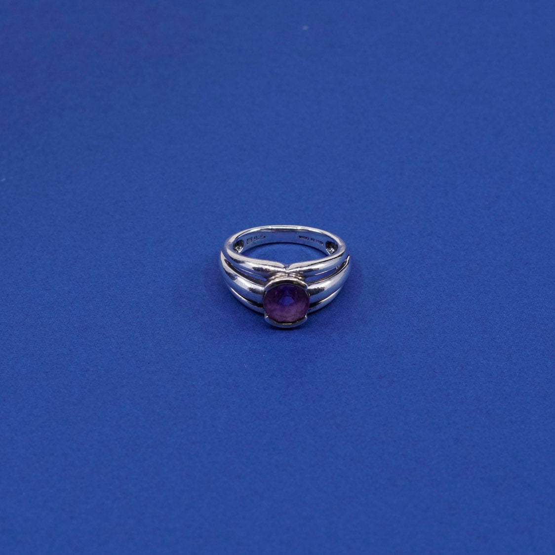 sz 8.5, vtg Sterling silver handmade 925 w/ amethyst ring