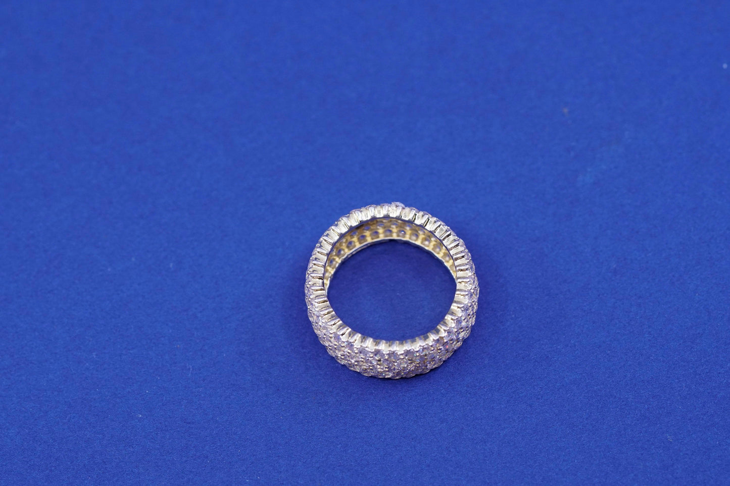 Size 6.75, vtg vermeil gold over Sterling 925 silver ring with cluster crystal