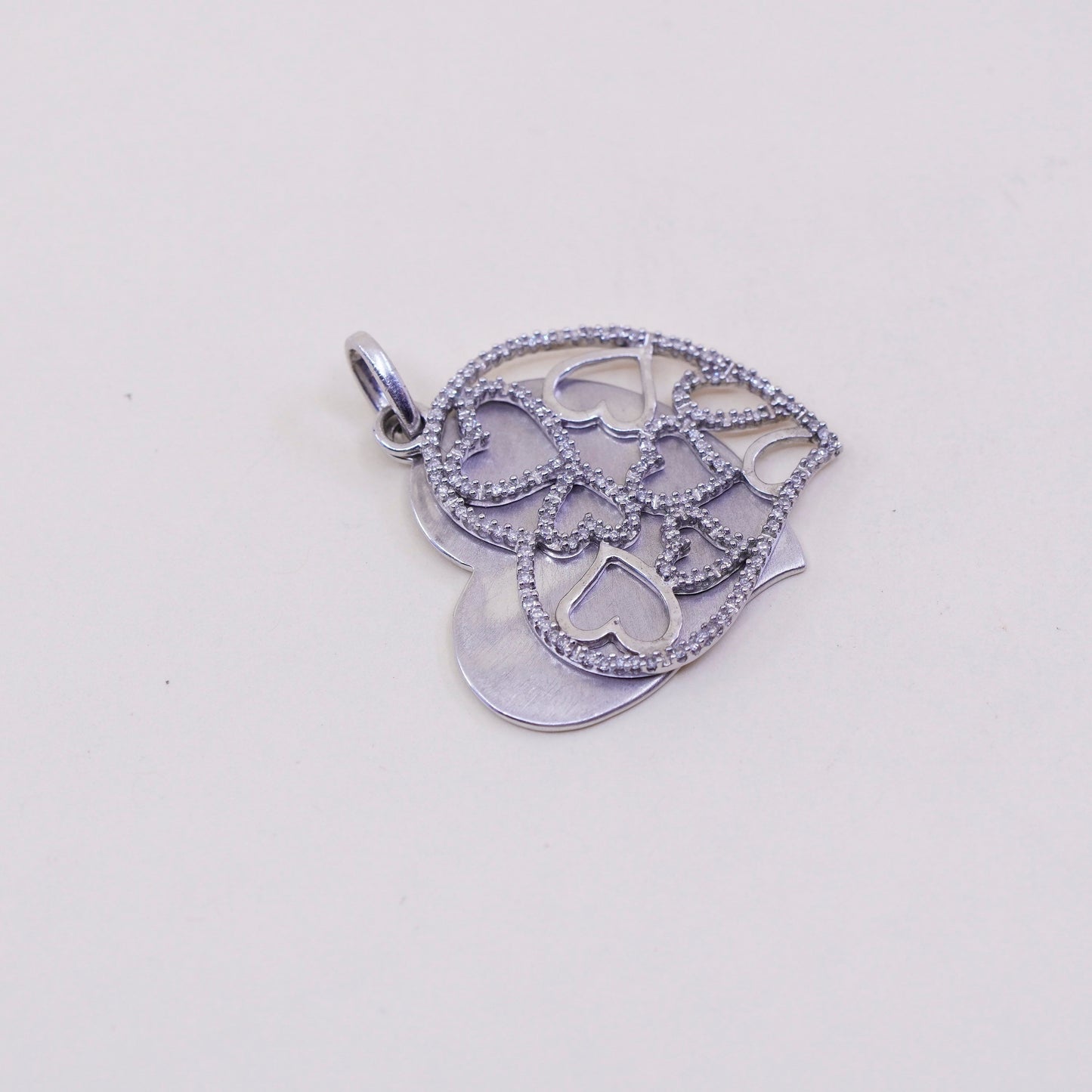 vintage JWBR Sterling silver Pendant, 925 heart Pendant with real diamond