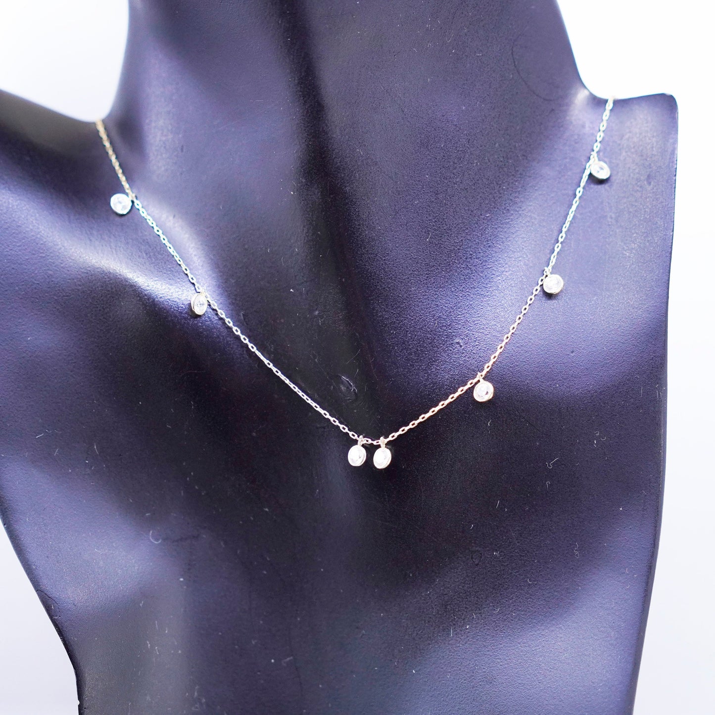15+1”, vermeil gold over Sterling 925 silver handmade circle necklace with cz