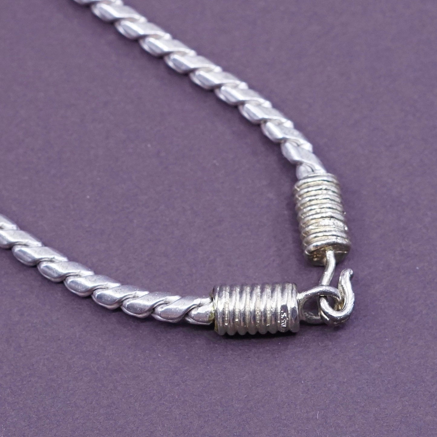 16”, S SKLARE Sterling silver necklace, 925 unique snake chain w/ beads charm