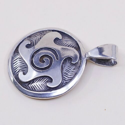 Vtg KIYO Native American Sterling Silver handmade Pendant, 925 Silver Hopi Swirl