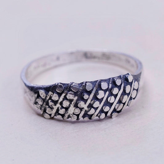 Size 7, vintage Sterling silver handmade ring, 925 beads band
