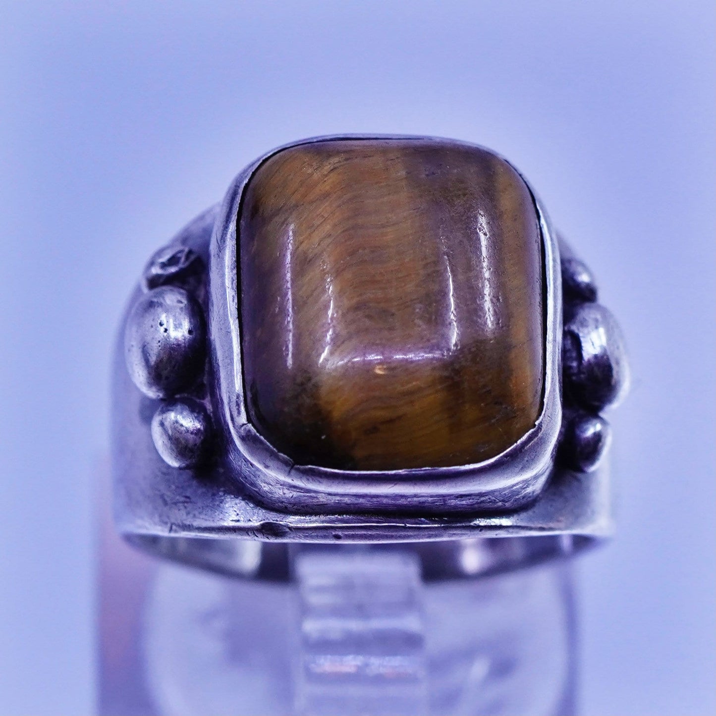 Size 6.75, vintage Sterling 925 silver handmade ring with golden tiger eye