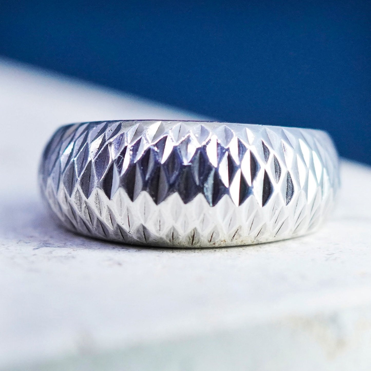 Size 8, vintage Sterling silver handmade ring, southwestern 925 textured band