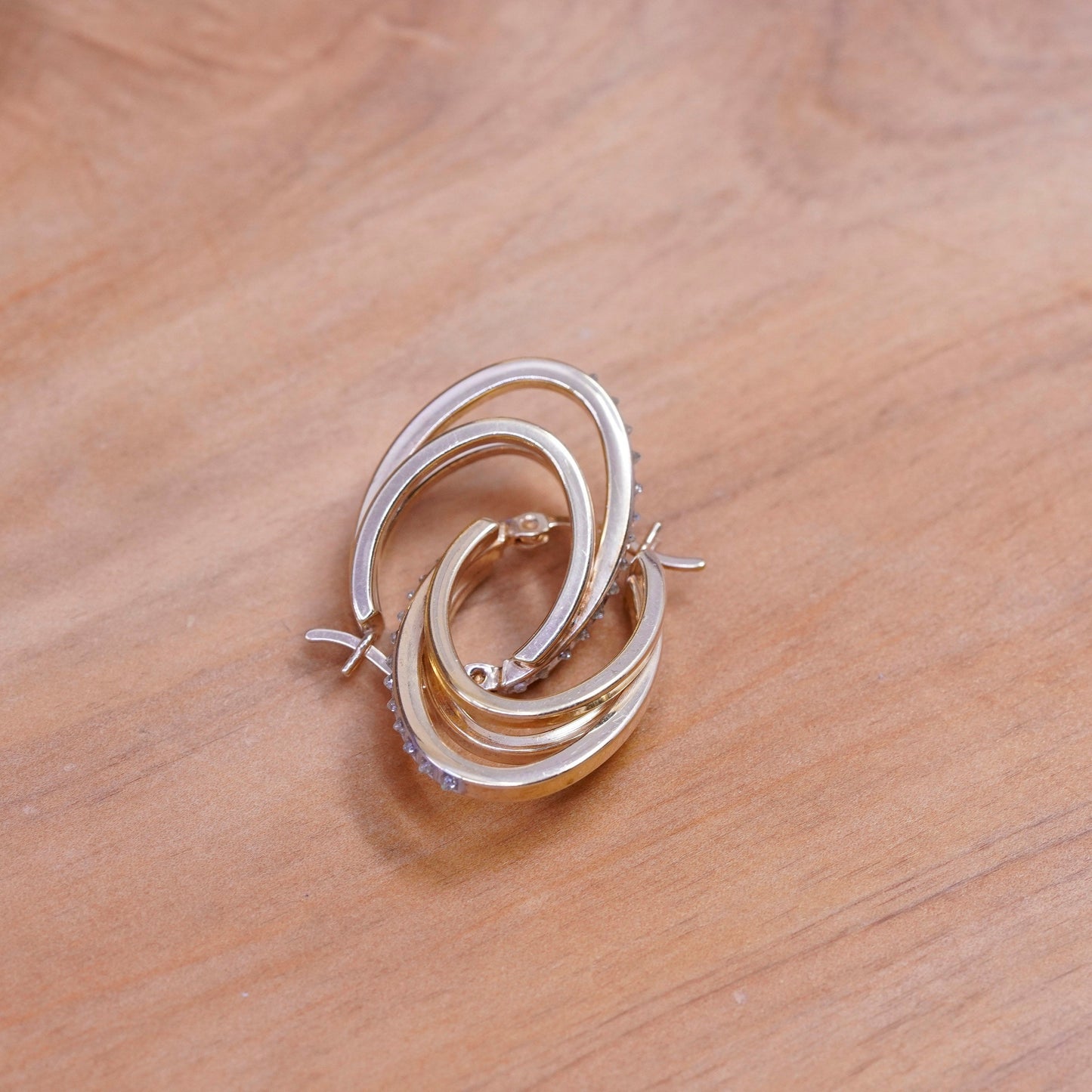 1”, vermeil gold over Sterling silver earrings, multi 925 double hoops