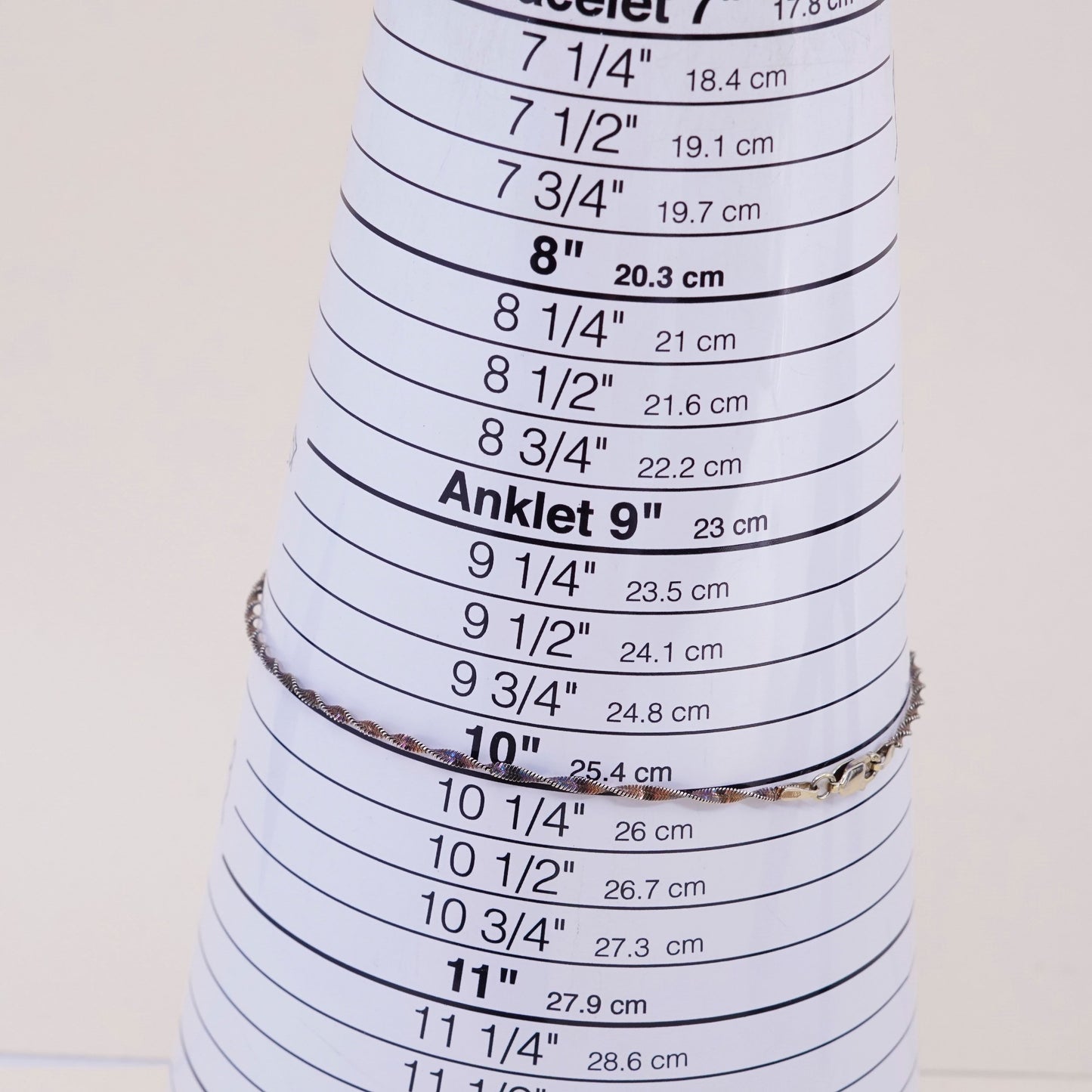 10”, vermeil gold over sterling silver abort bracelet, 925 twisted bar anklet