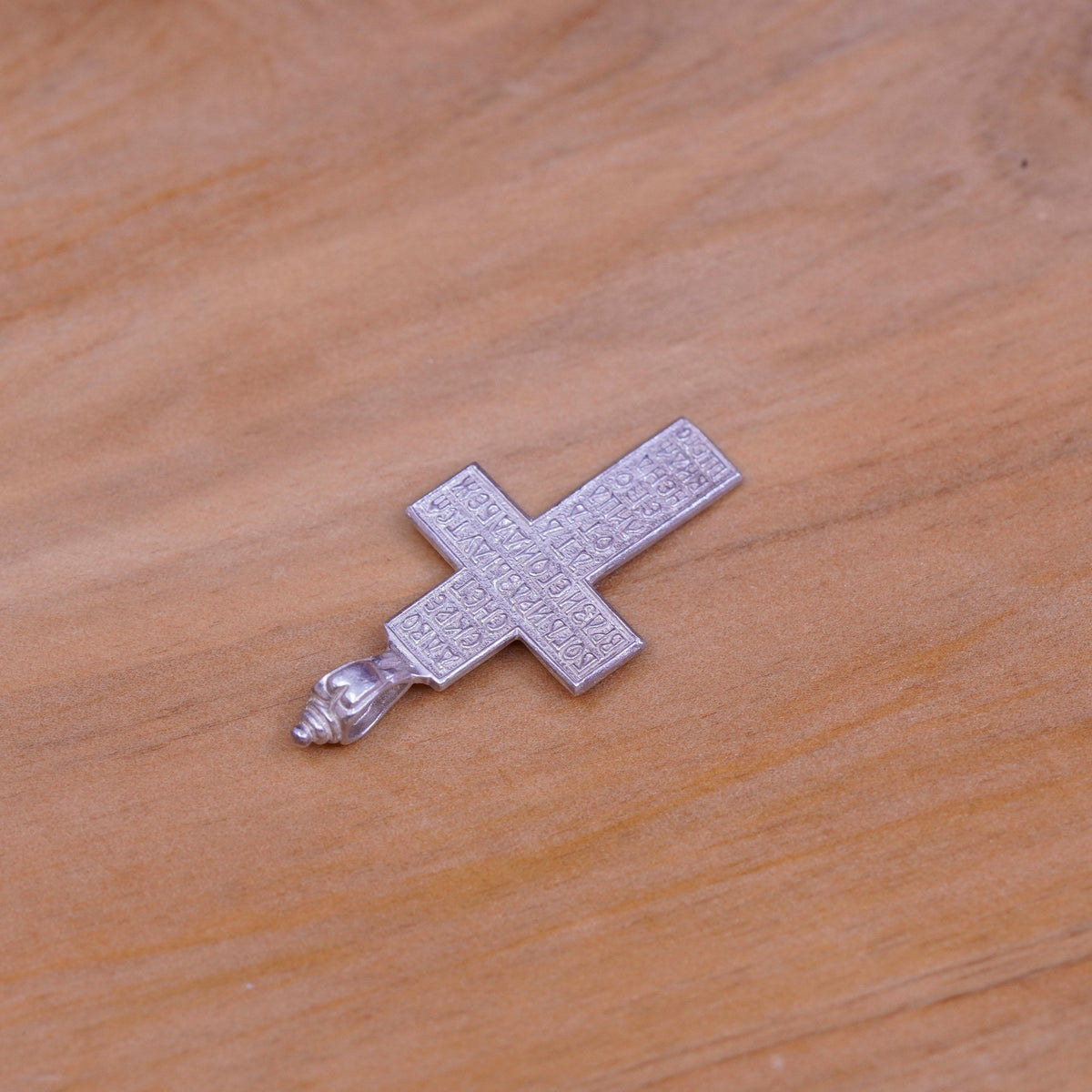 Vintage Sterling silver handmade pendant, 925 textured cross