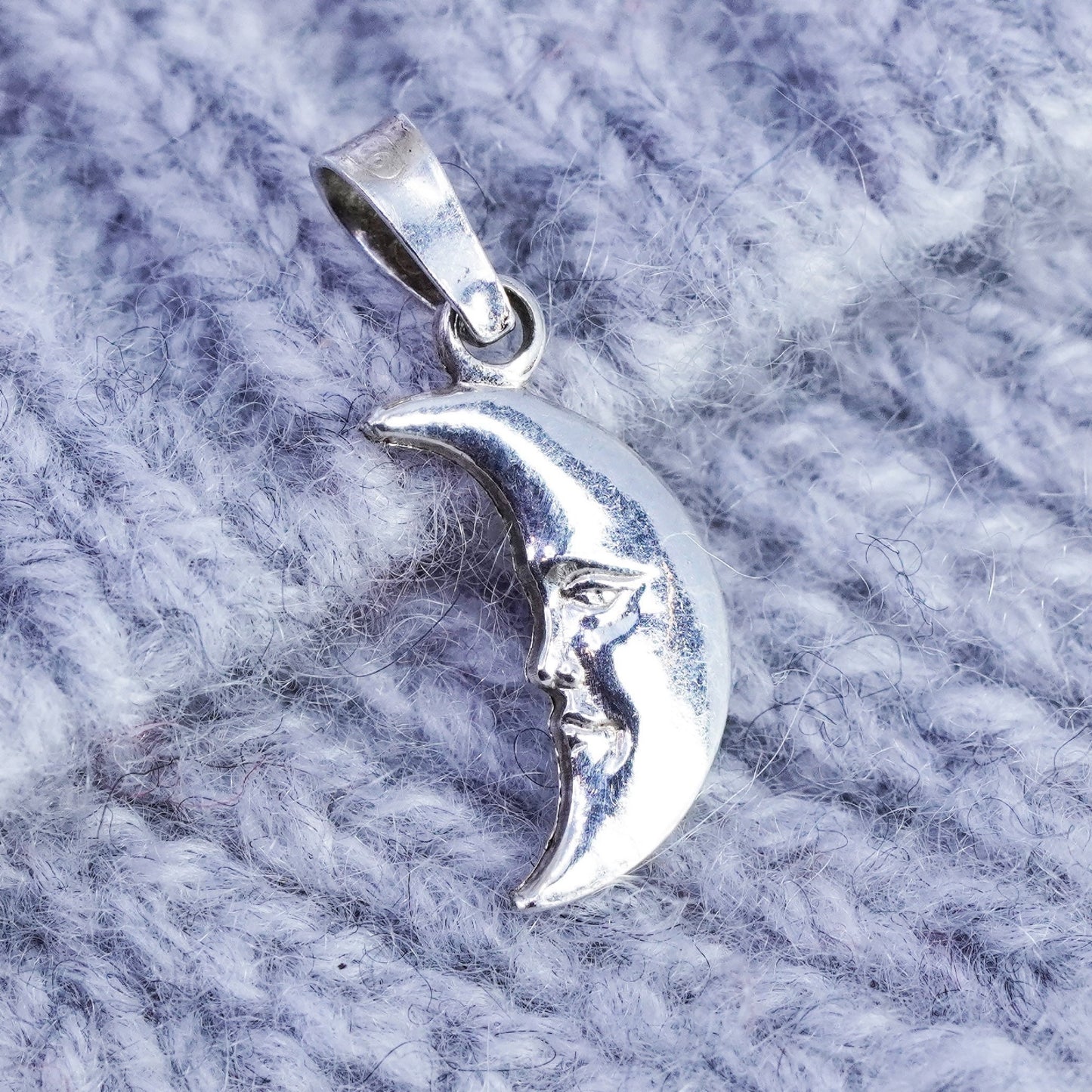 Vintage Sterling silver handmade 925 moon face charm pendant