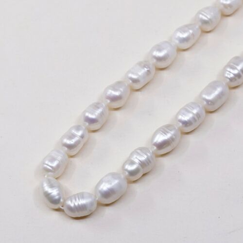 18" 7mm, Vtg Sterling 925 silver Clasp handmade necklace With Freshwater Pearl