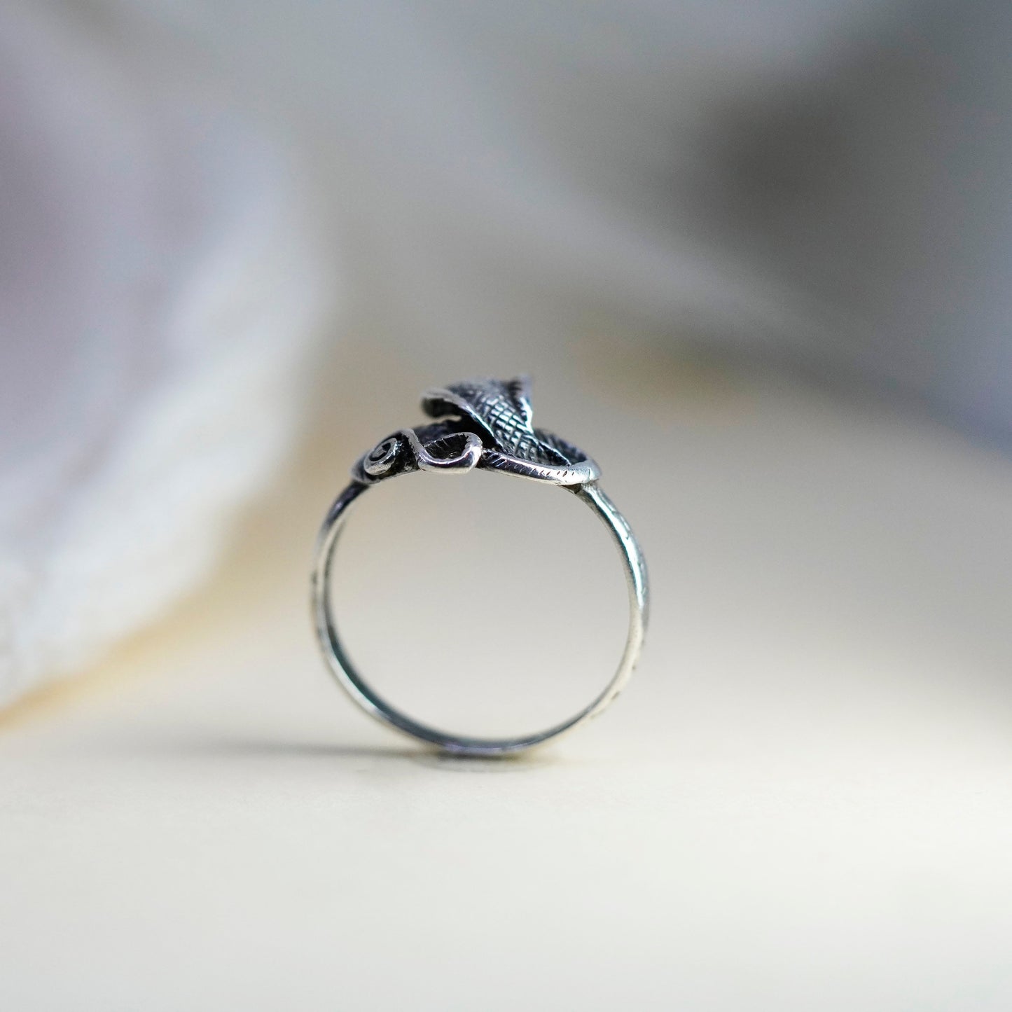 Size 8.25, vintage Sterling silver handmade ring, 925 snake band