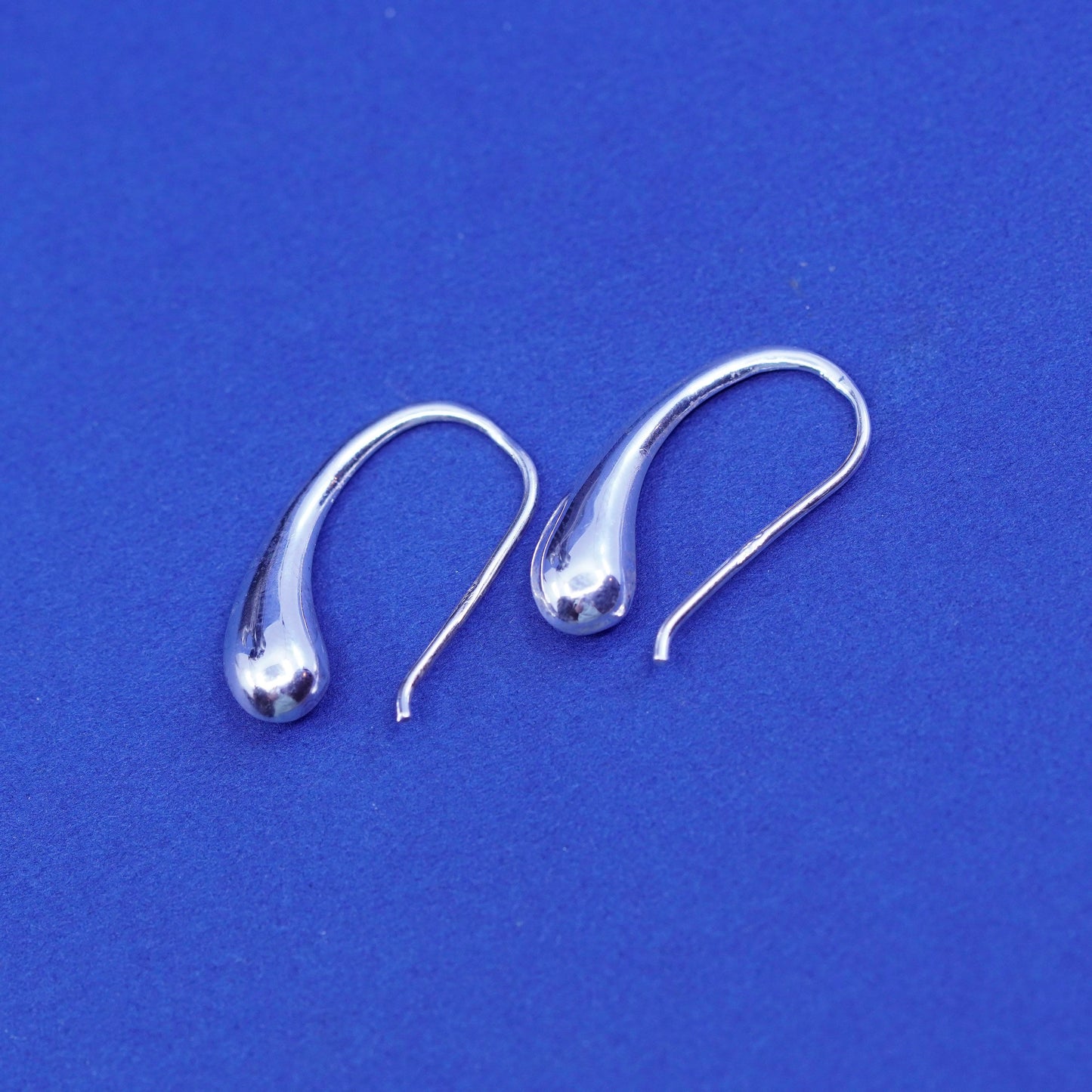 Vintage sterling silver handmade earrings, 925 simple teardrop drops
