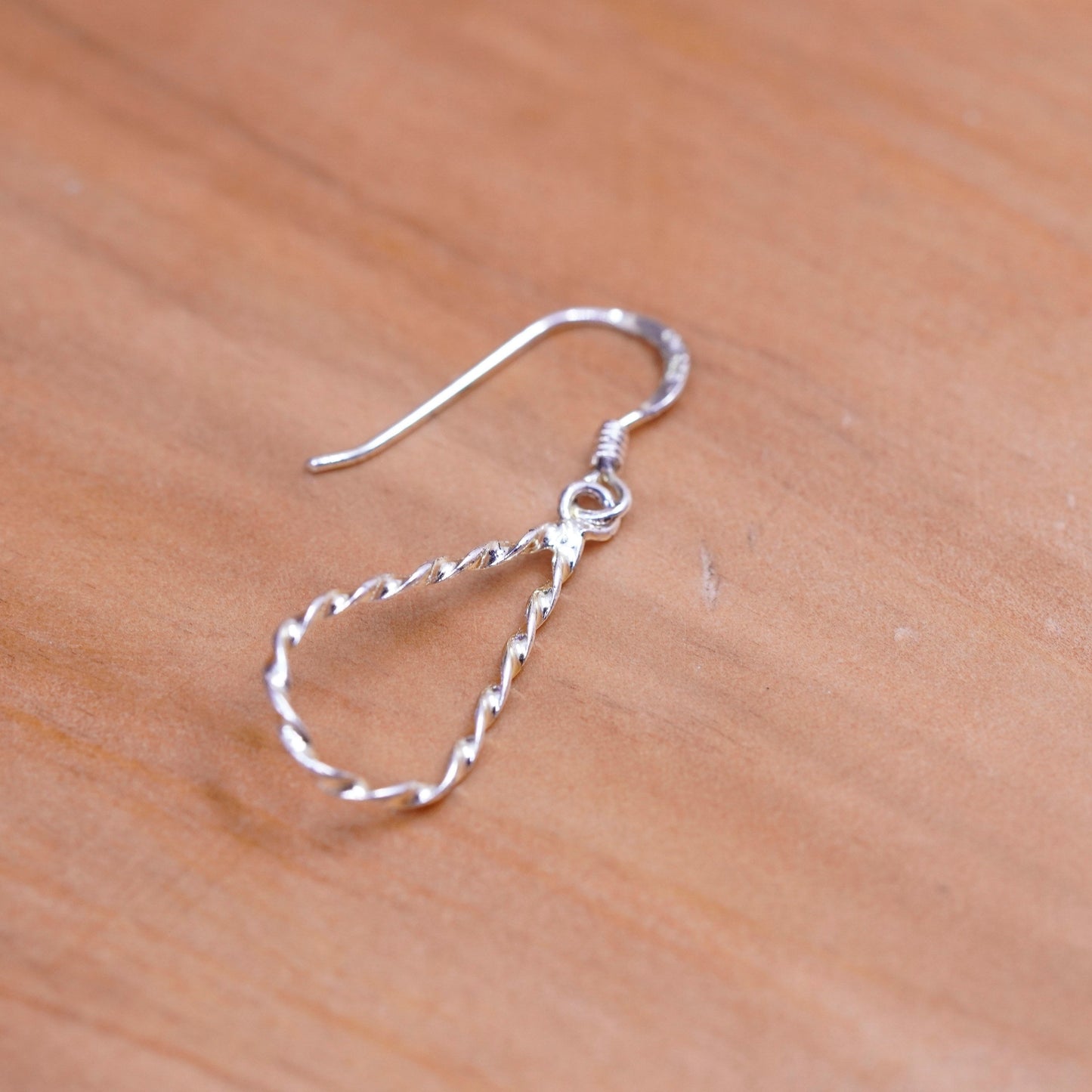 Vintage Sterling silver handmade earrings, twisted 925 teardrops