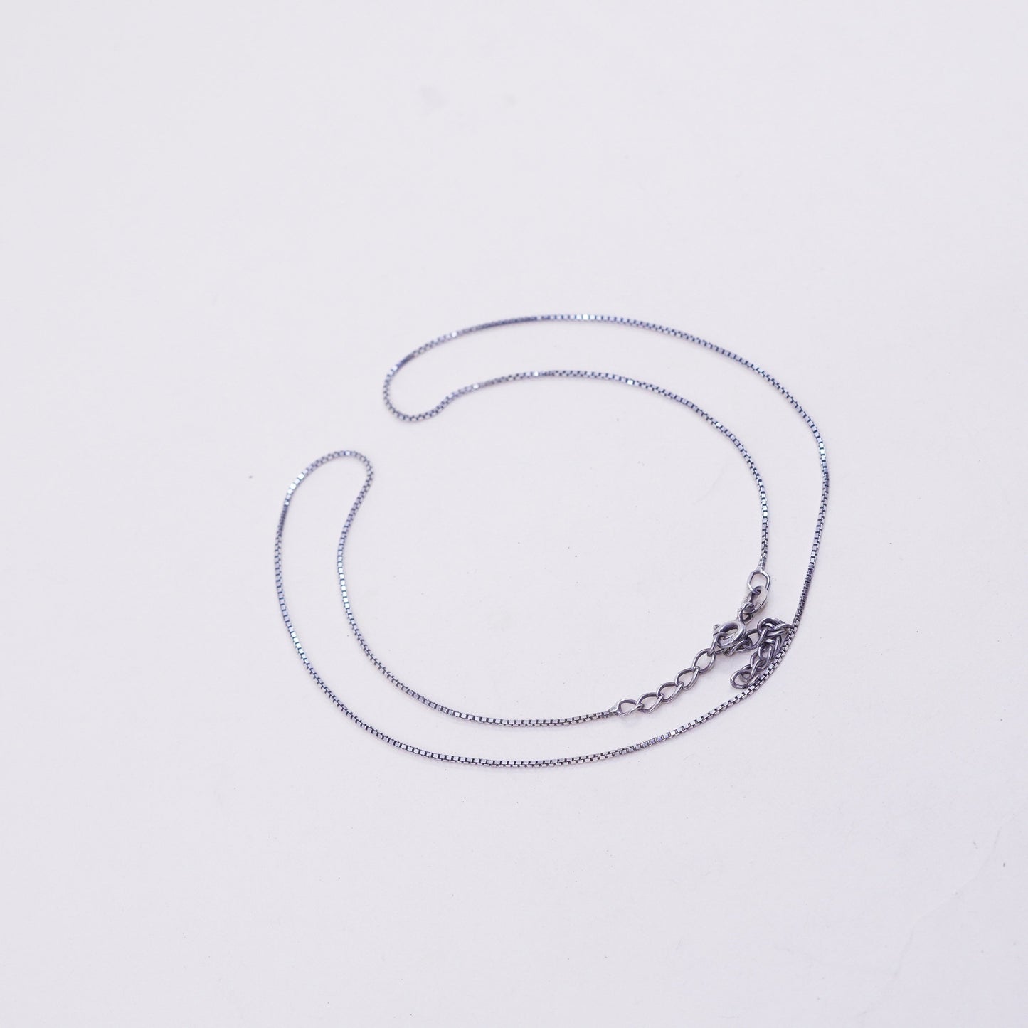 16+2”, Vintage Italian sterling 925 silver box chain, necklace