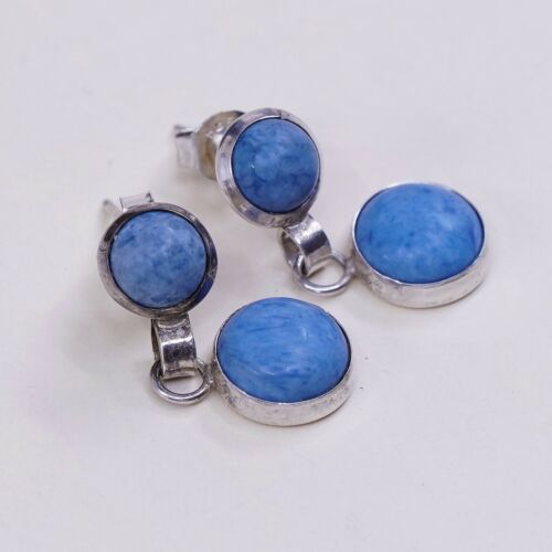 Vtg handmade Sterling Silver earrings, Southwestern 925 Turquoise Dangles