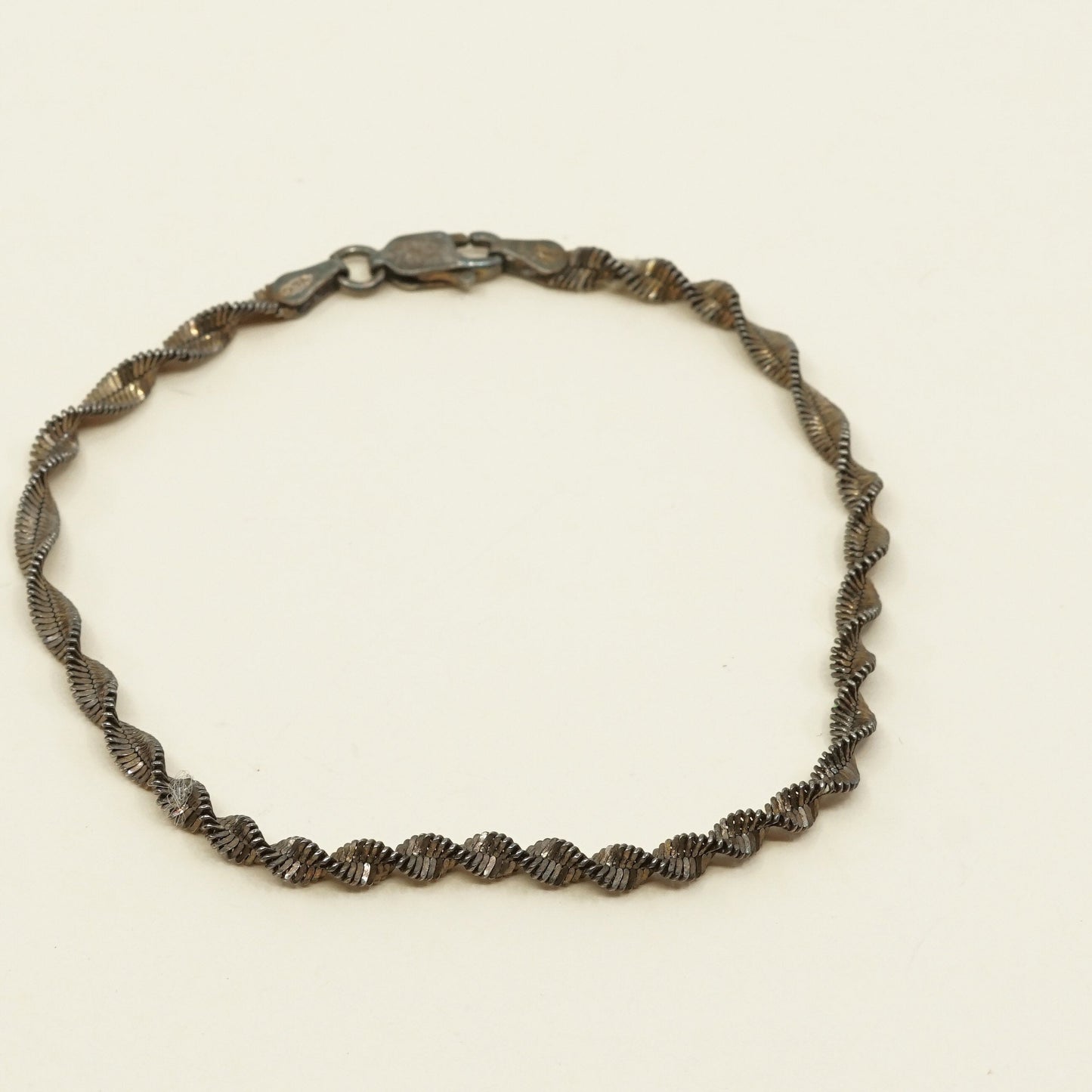 7", 5mm, VTG sterling silver bracelet, 925 twisted herringbone chain,