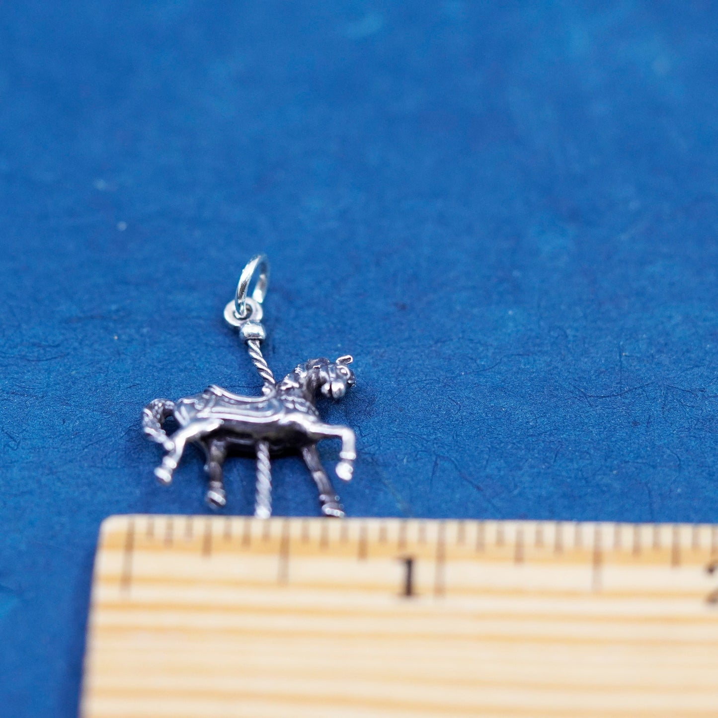 Vintage sterling silver handmade pendant, 925 horse carousel charm