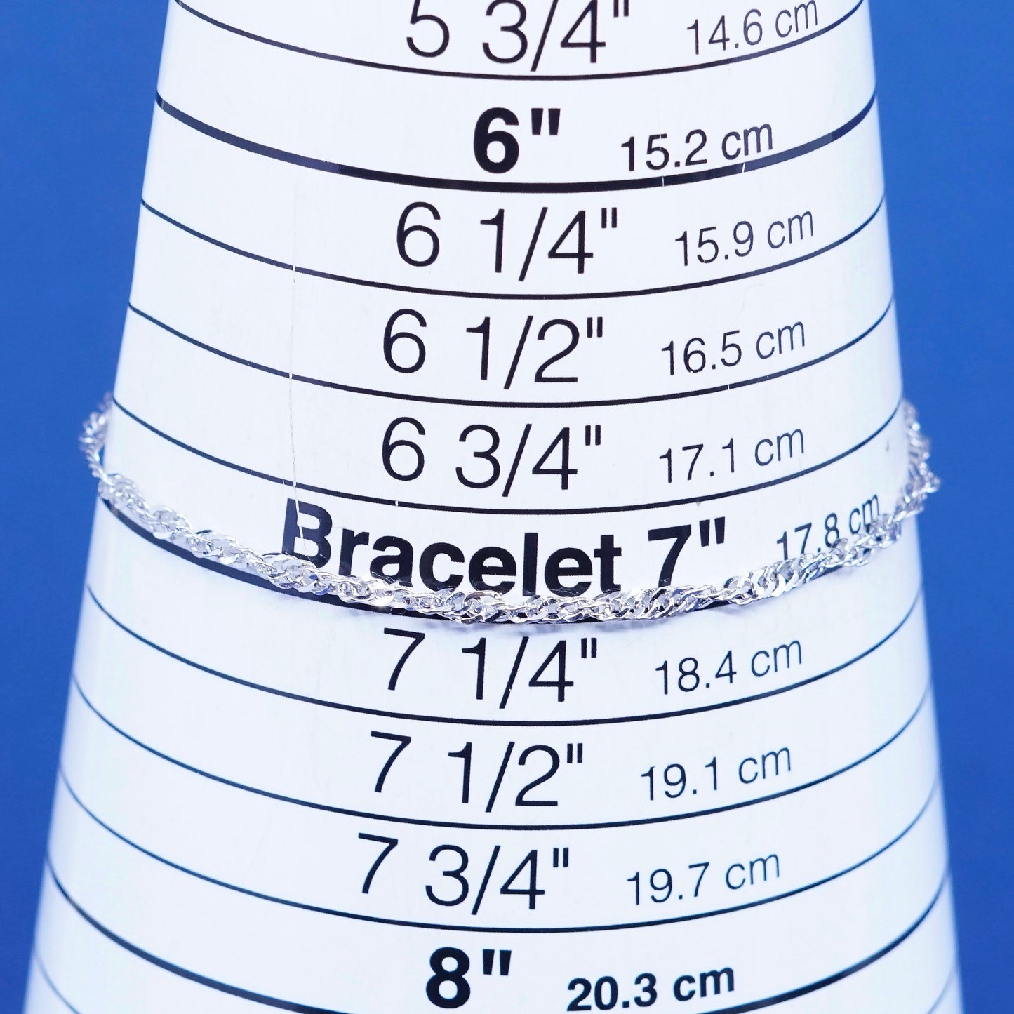 7”, 2mm, vintage Sterling silver handmade bracelet, 925 twisted curb link chain