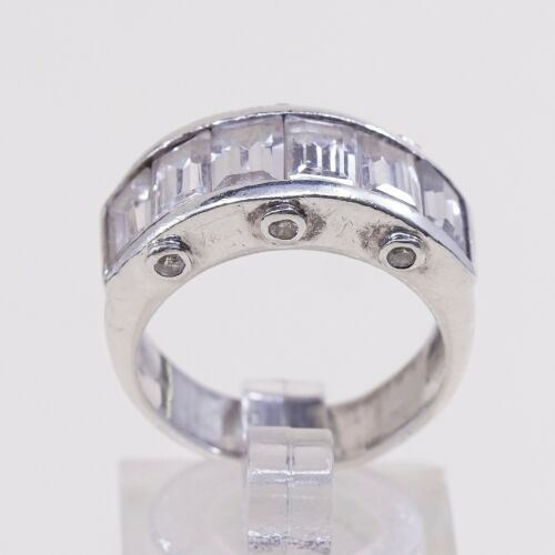 Sz 6, Sterling Silver Ring, 925 Silver Band Engagement Ring W/ Cz