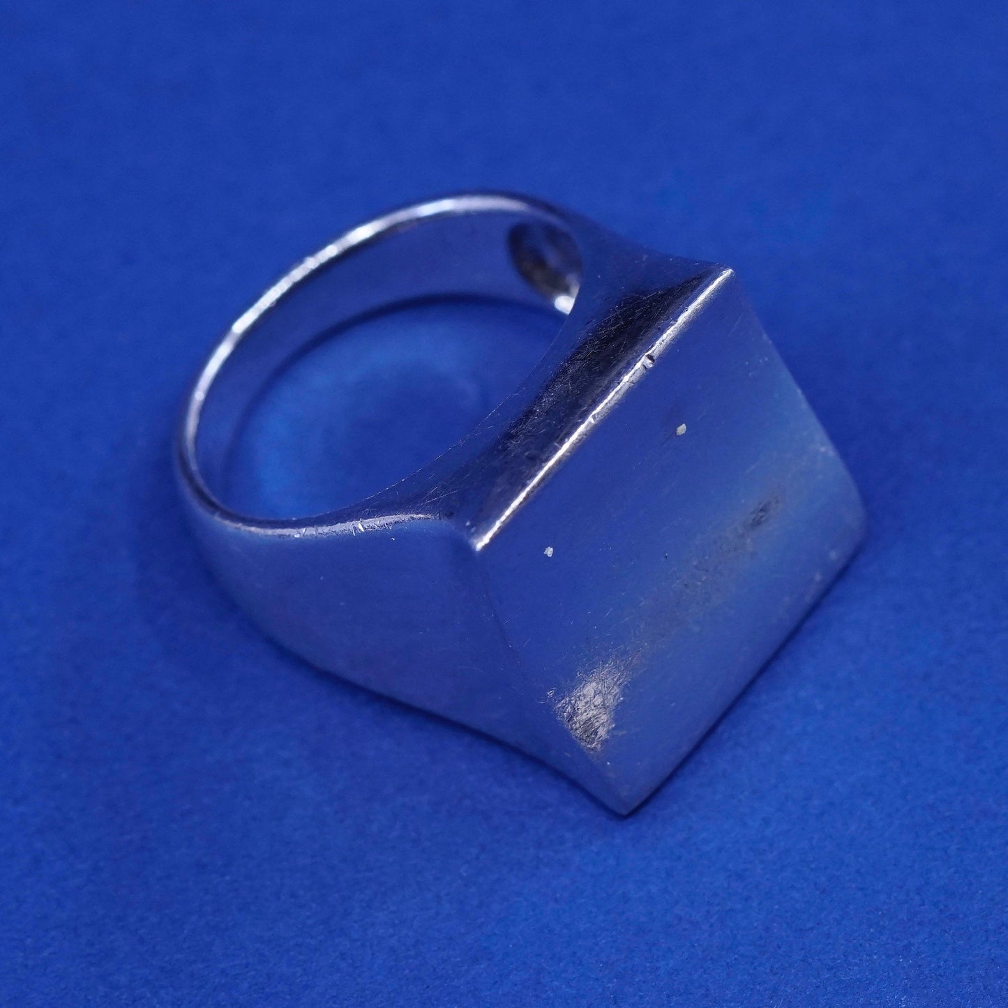 Size 8, vintage Sterling silver handmade Square ring, 925 statement ring