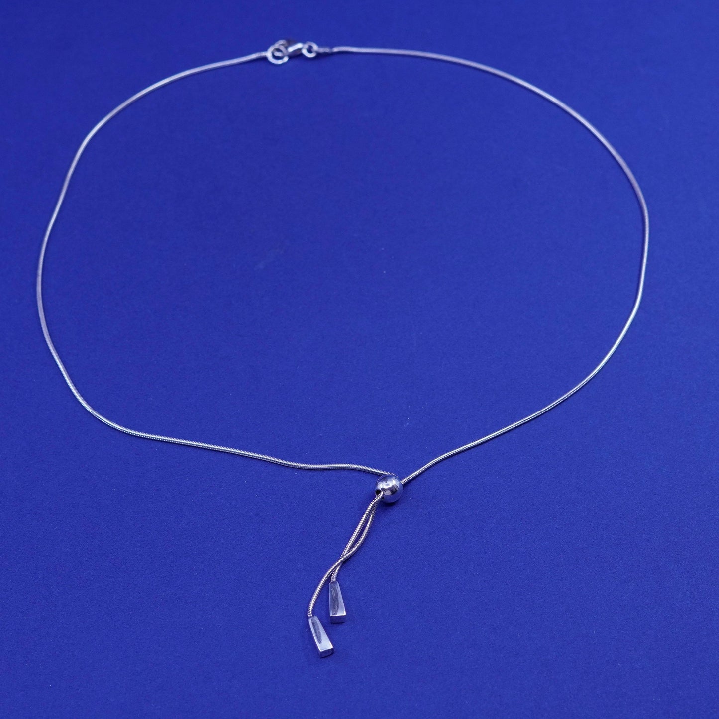 16”, Sterling silver handmade necklace, 925 snake chain long teardrop pendant