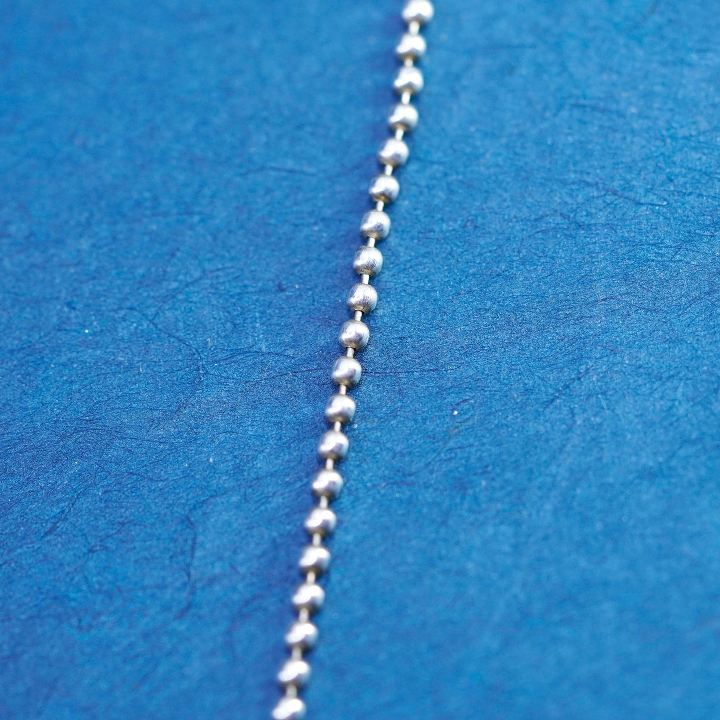 17”, vintage Clio Blue Sterling silver handmade necklace, 925 beads chain