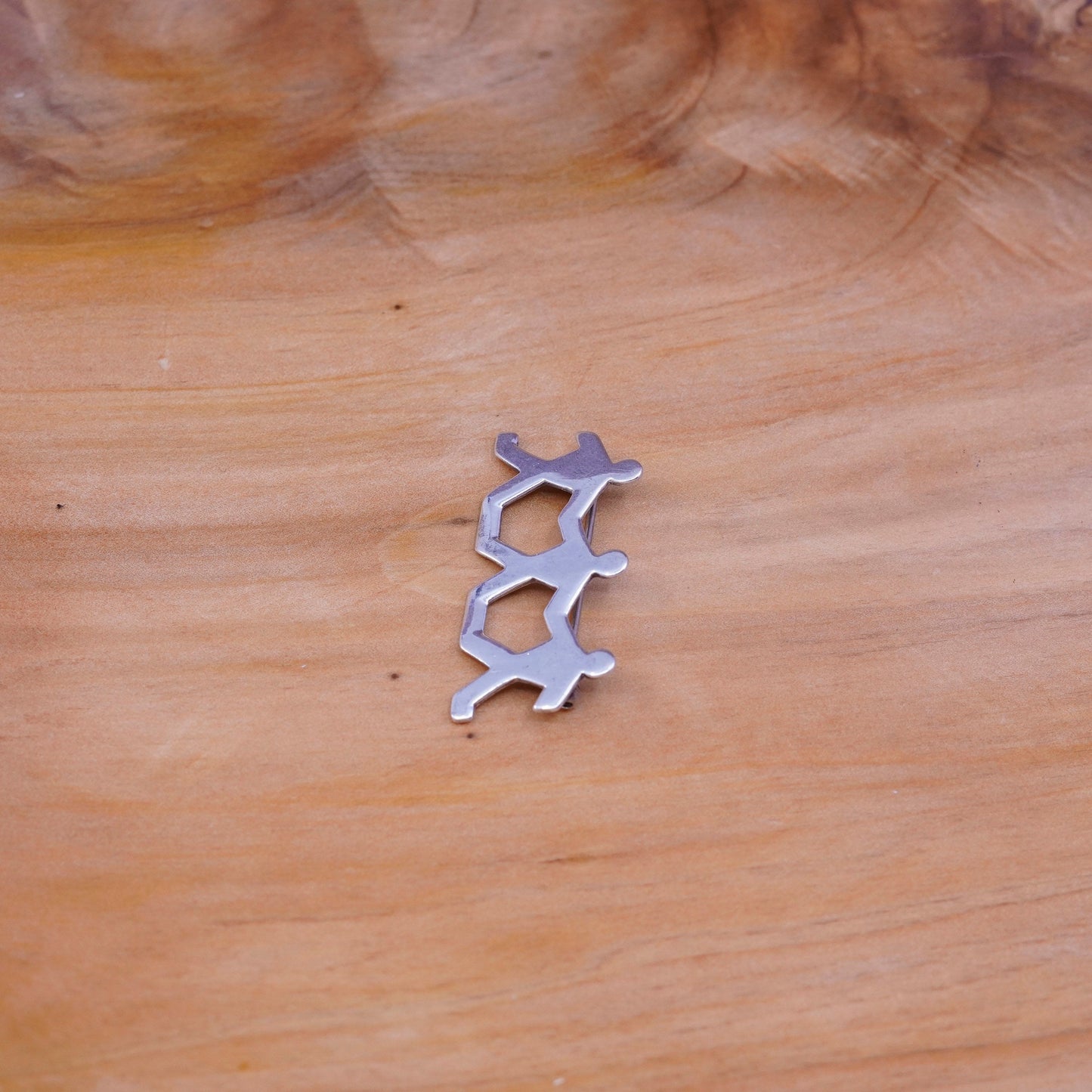 Vintage handmade sterling 925 silver figures brooch, stamped RL Sterling