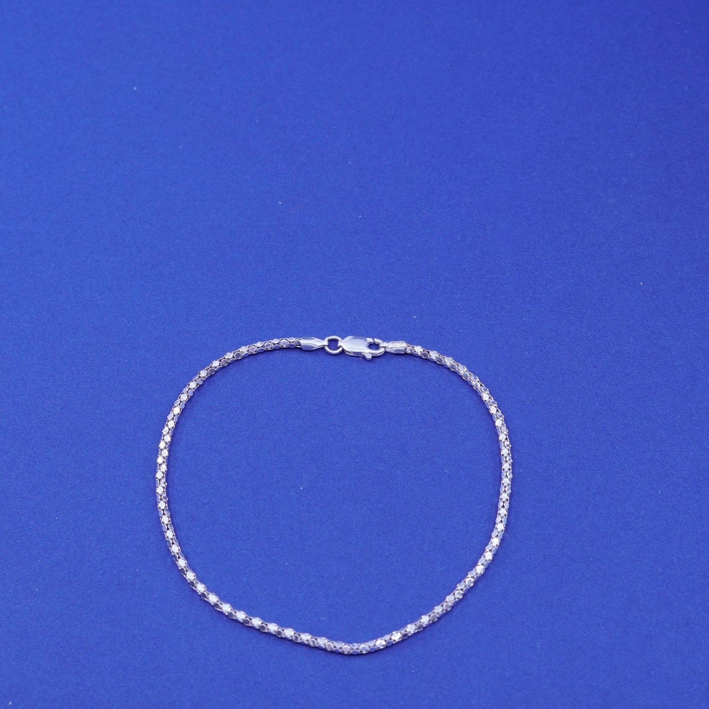 8.75”, 1.6mm, Sterling silver handmade bracelet, 925 popcorn chain