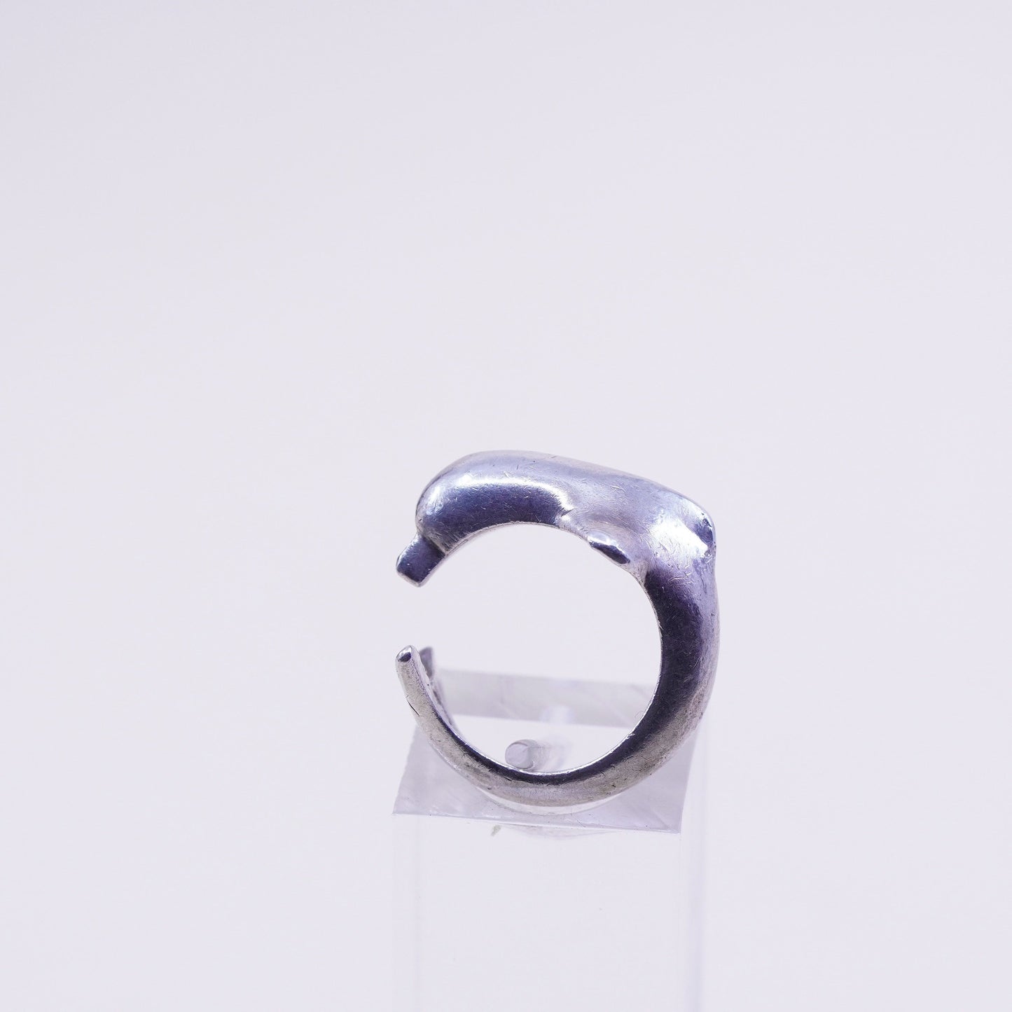 Size 3.75, Vintage Mexico sterling silver ring, wrap 925 handmade dolphin band