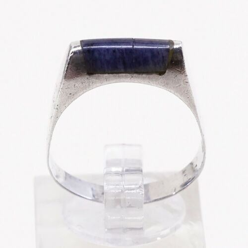 So 8.25, Vintage Mexico sterling silver handmade ring, Modern 925 With Sodalite