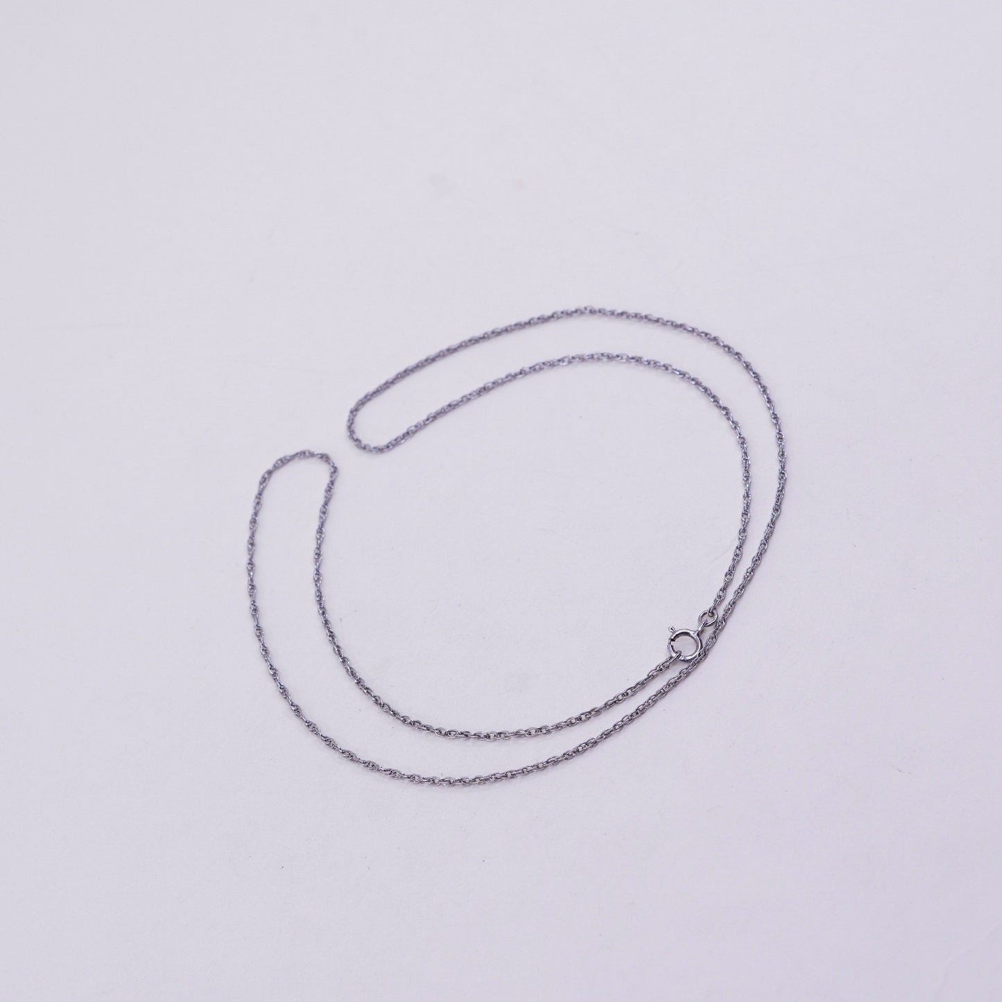 18”, 1mm, vintage Sterling silver necklace, 925 Singapore rope chain