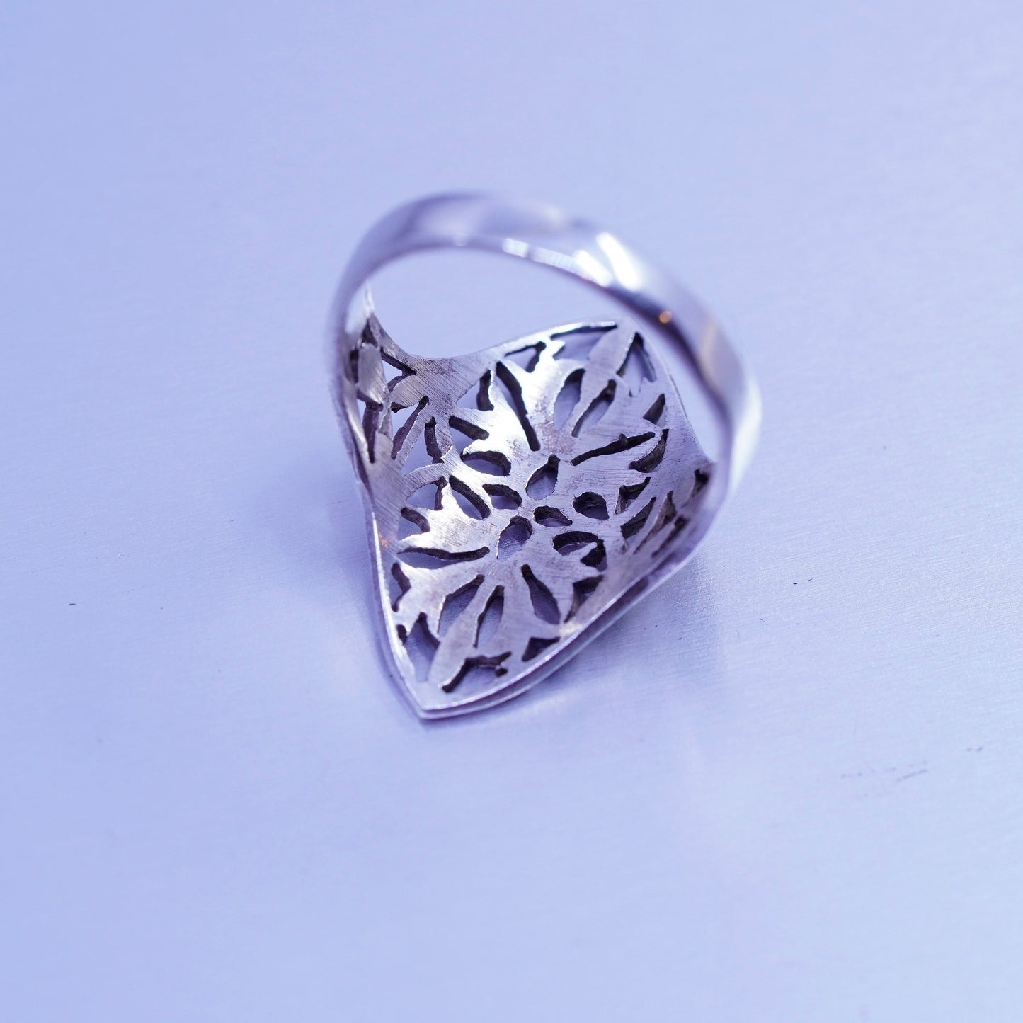 Size 7, vintage Sterling 925 silver handmade ring, filigree band