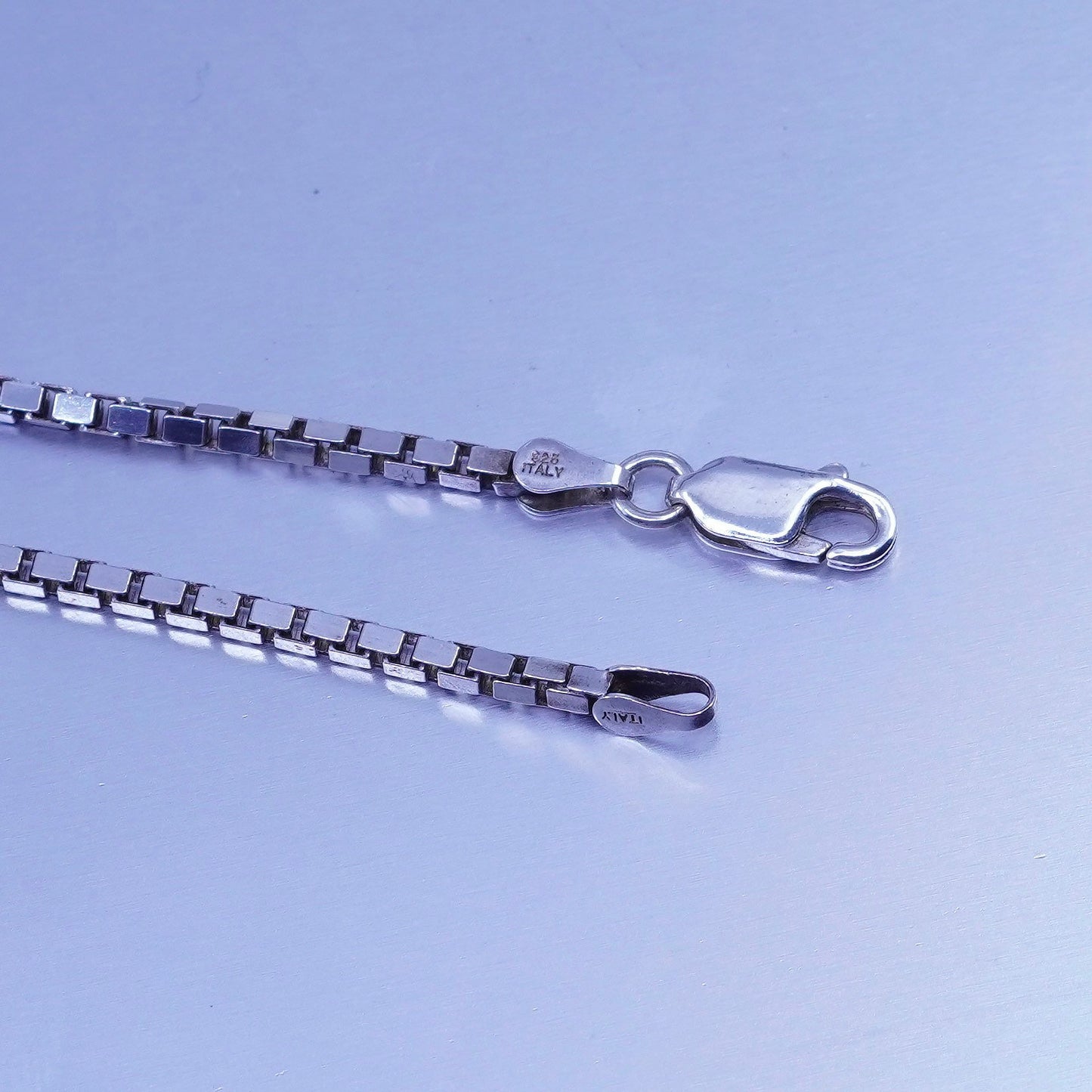 18” 2mm, vintage Italy 925 silver box chain necklace