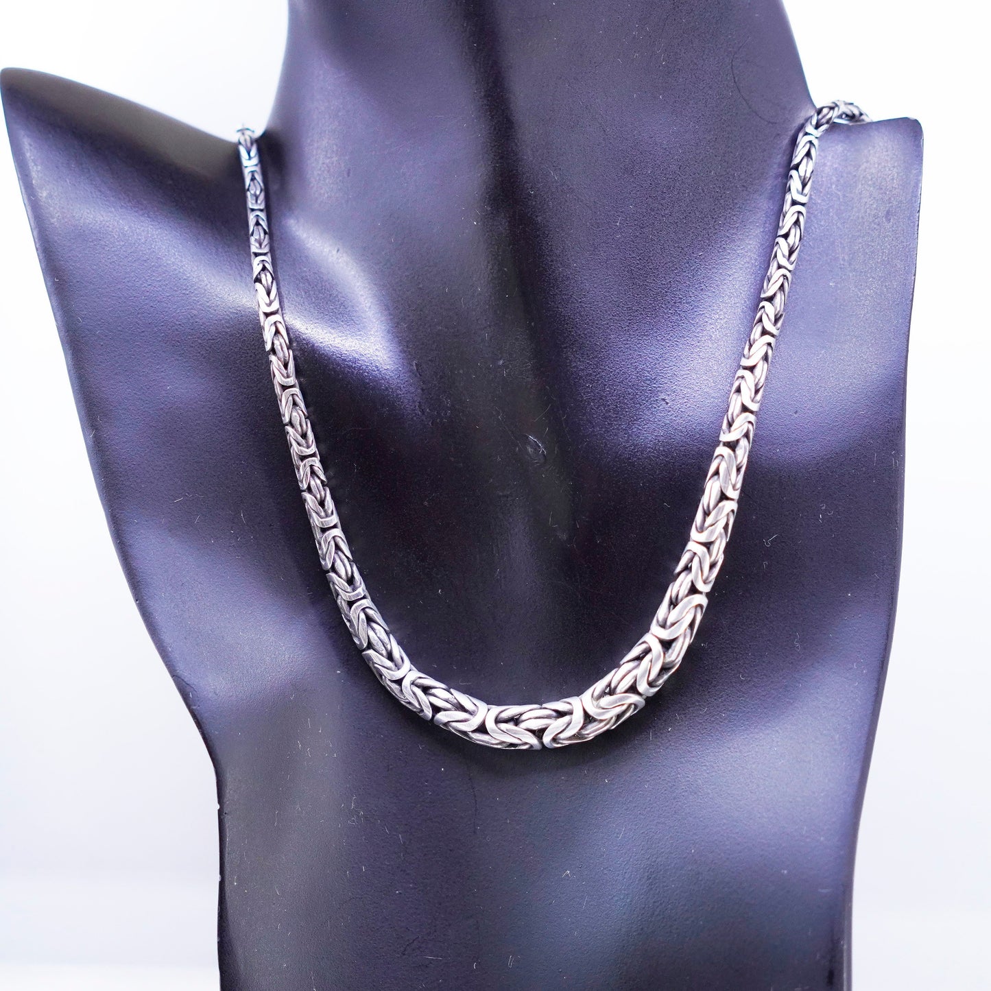 18”, Vintage Mexico Sterling 925 silver graduated birdcage Byzantine necklace
