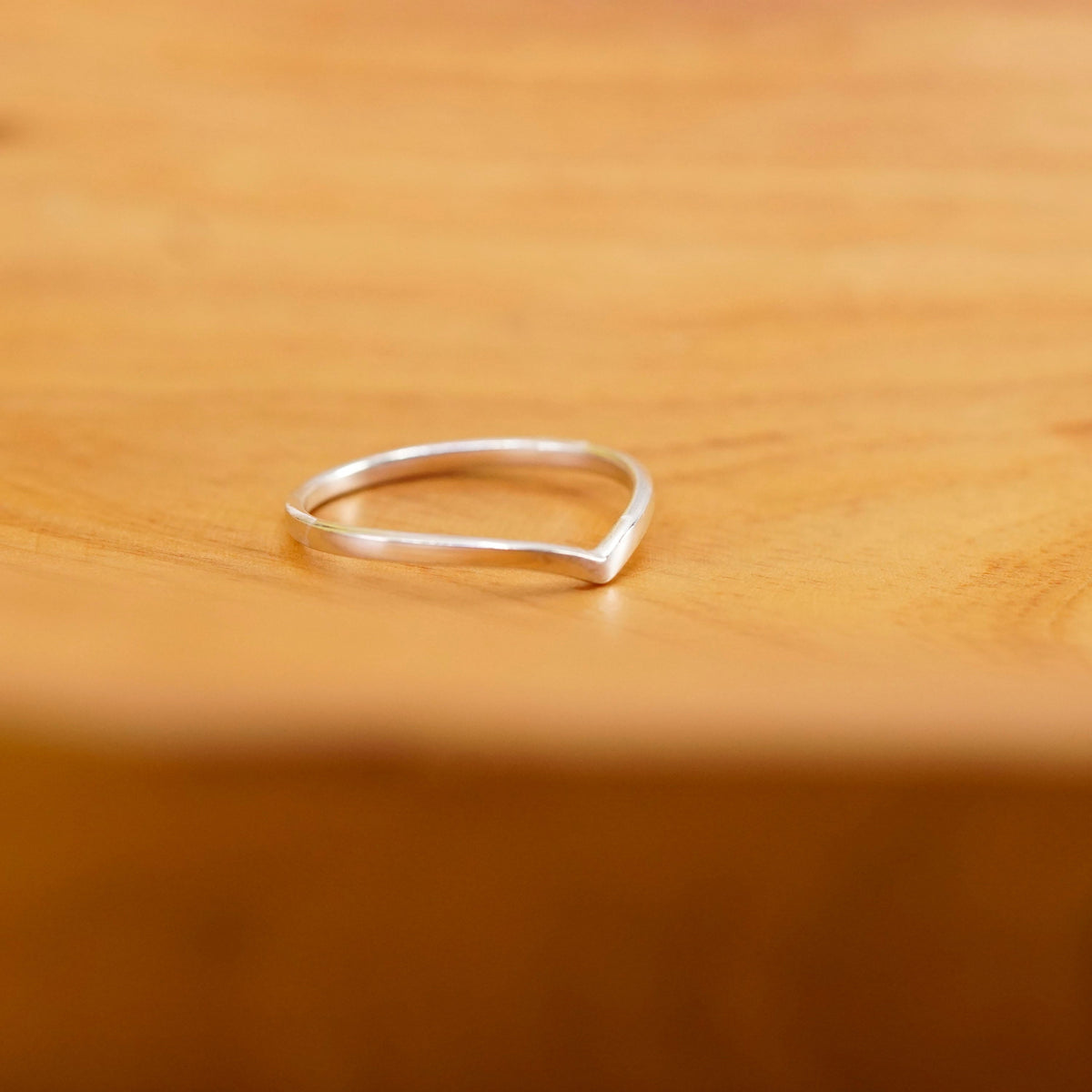 Size 8, vintage Sterling silver handmade ring, 925 thin V shaped band stackable