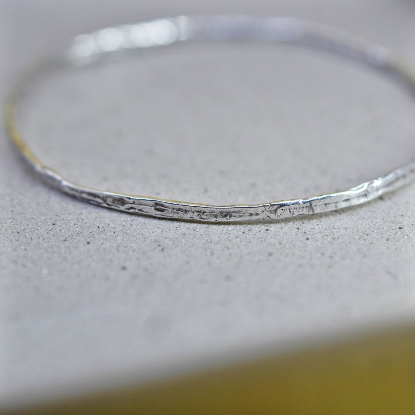 7.75”, Vintage mexico Sterling silver handmade bracelet, textured 925 bangle
