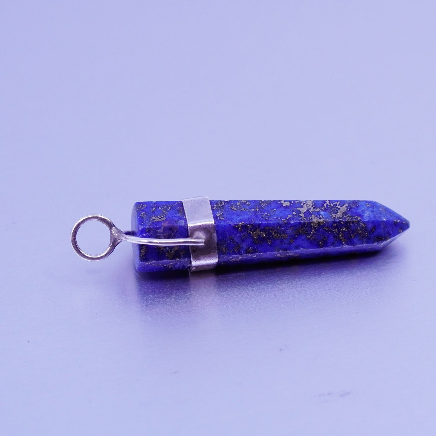 antique sterling 925 silver handmade healing crystal pendant with lapis lazuli