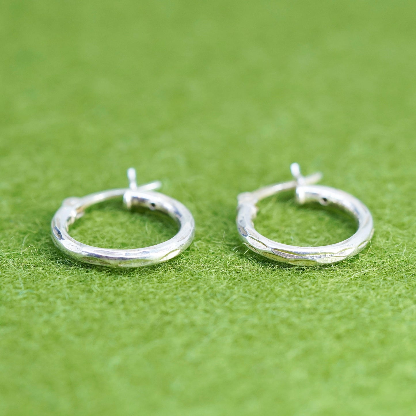 0.5”, sterling silver loop earrings, minimalist, textured 925 hoops, huggie