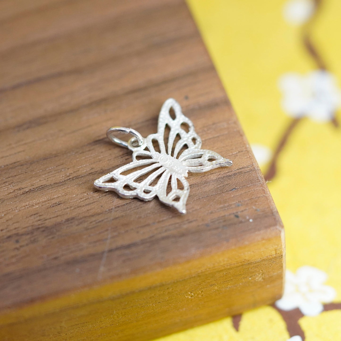 Vintage Sterling silver handmade pendant, 925 butterfly charm
