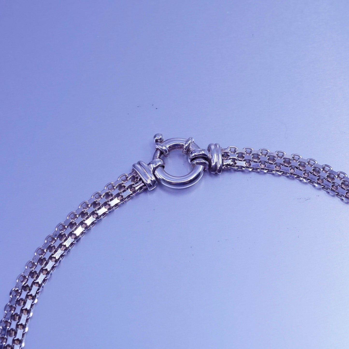 16” 8mm, Italy Milor Sterling 925 silver handmade flatten wide nugget necklace