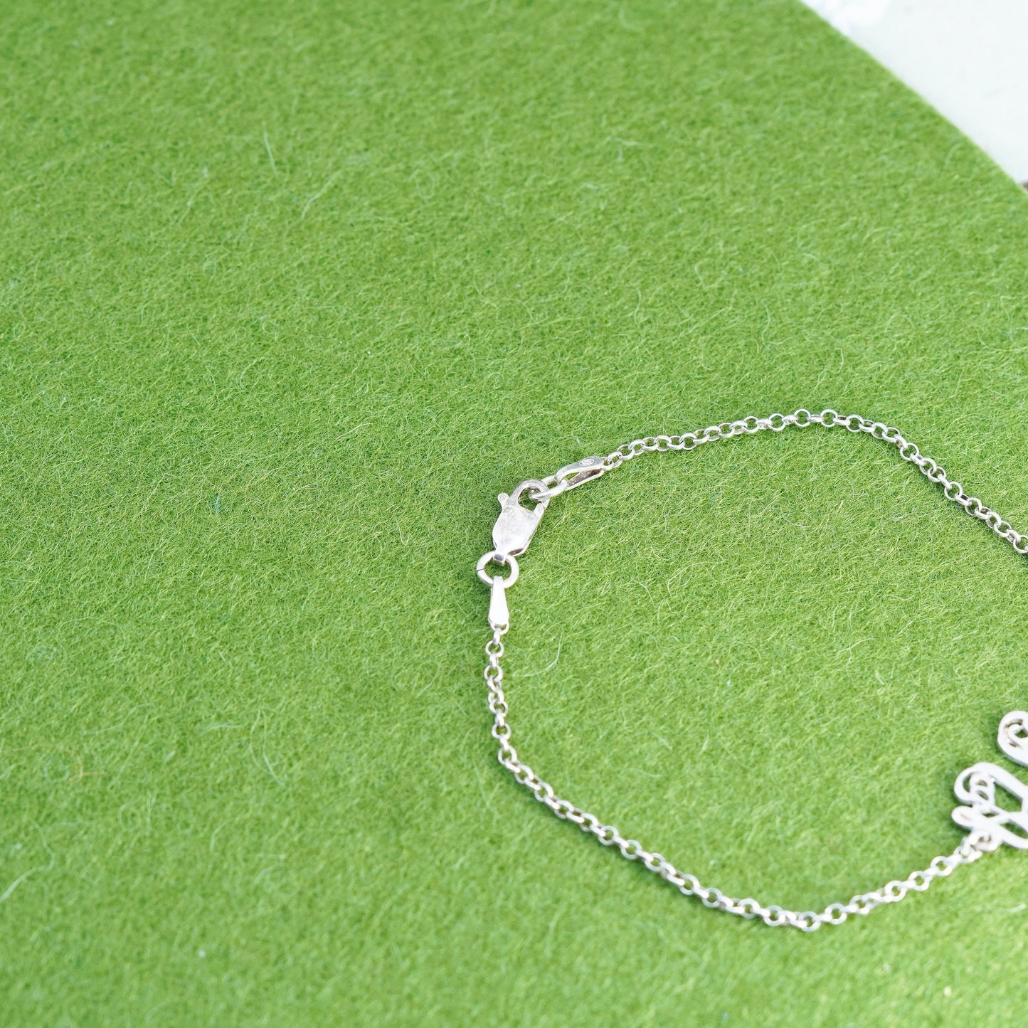 7.5”, sterling silver circle chain, 925 bracelet monogram initial “NAA” charm