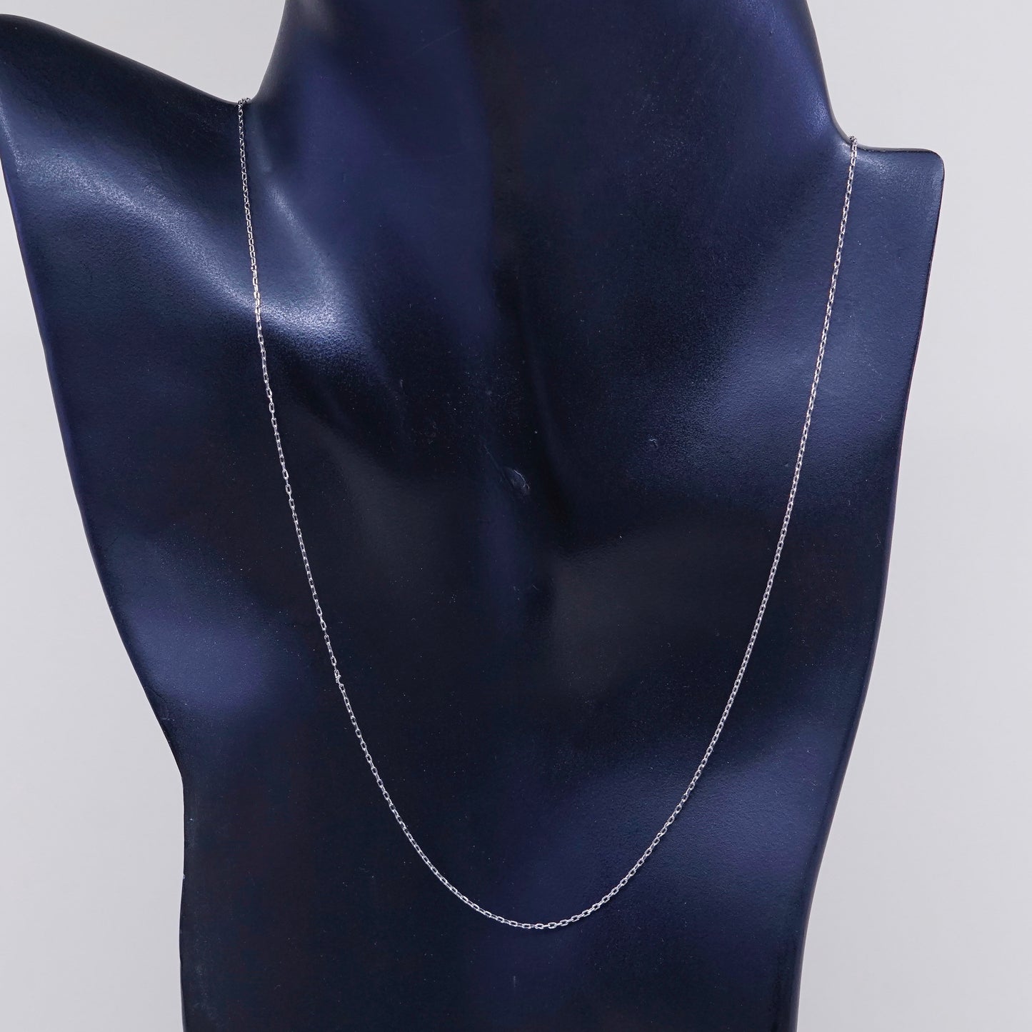 16”+2”, 1mm, Vintage sterling silver circle link chain, Italy 925 necklace
